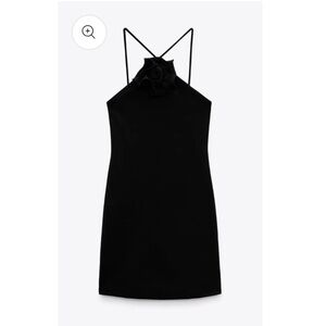 Zara Black Rosette Mini Dress